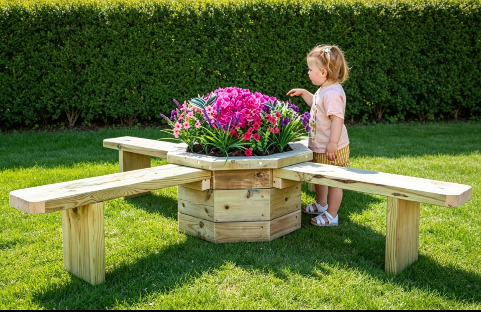 Hexagonal Planter with Benches - Image 2