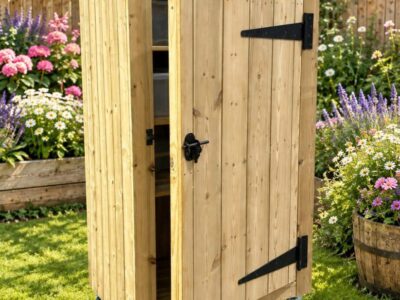 Extra Tall Solid Wood Wheeled Storage Cupboard